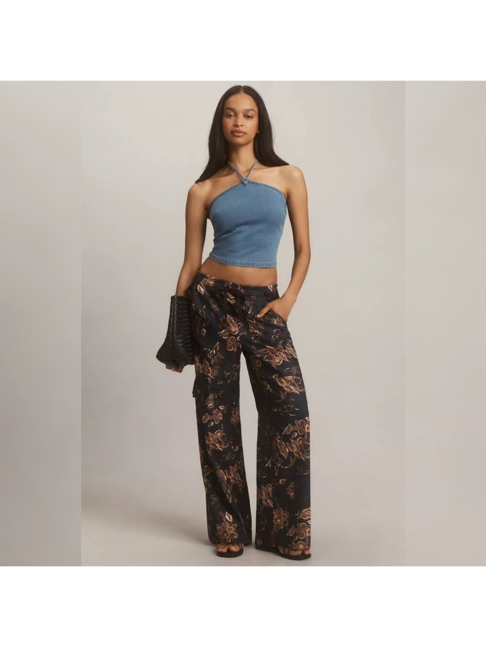 Pilcro Linen Floral Cargo Pants Size M P Anthropologie New